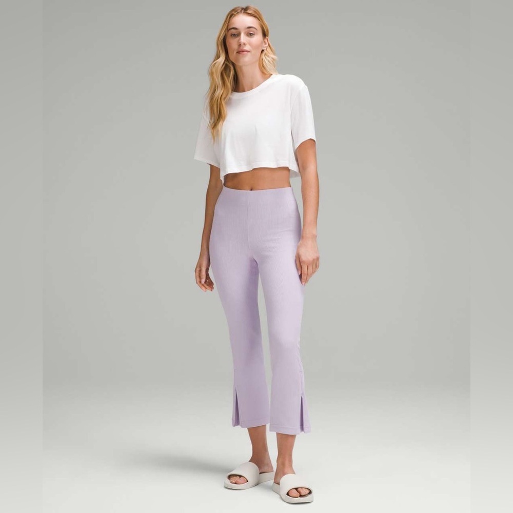 NWT Lululemon Ribbed Softstreme High-Rise Cropped Pant 25" Lilac Ether size 14